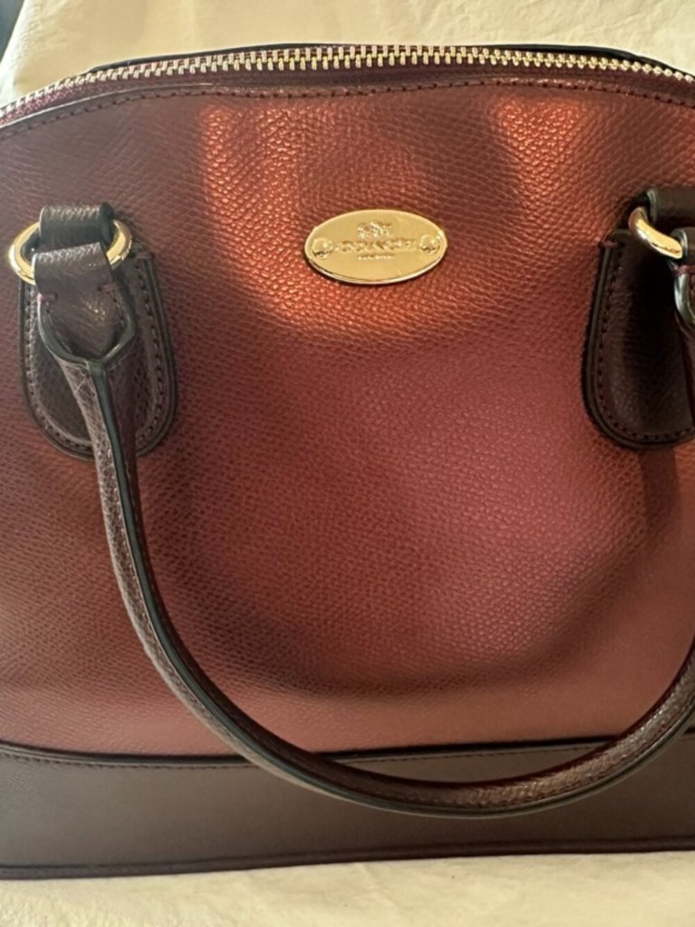Coach metallic leather purple handbag